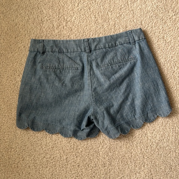 J Crew Factory Scalloped Chambray Shorts - Picture 2 of 4